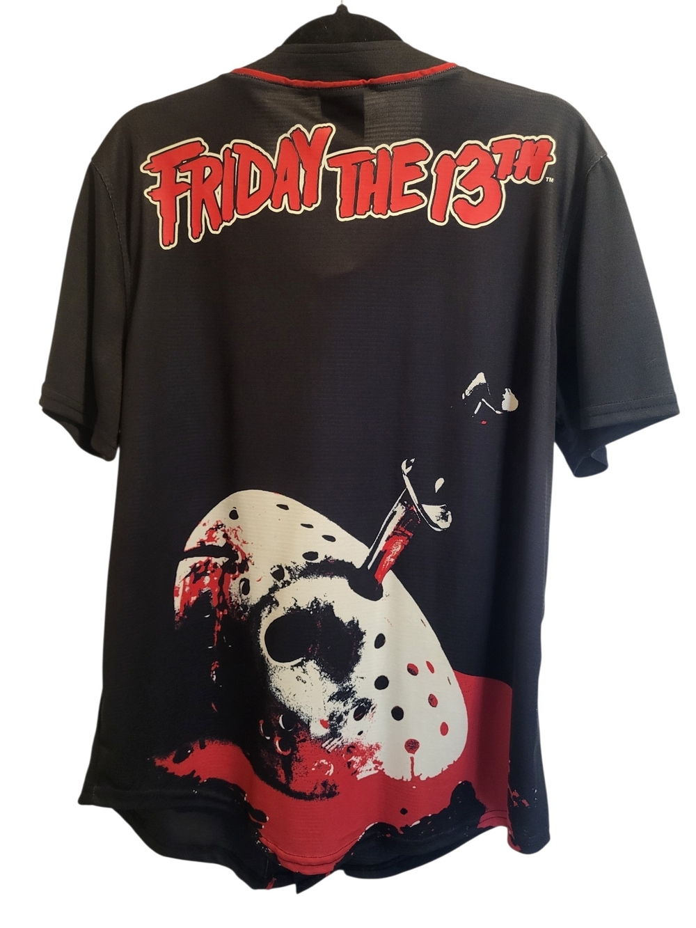 Friday the 13th Men’s Black Graphic Button-up Baseball Jersey